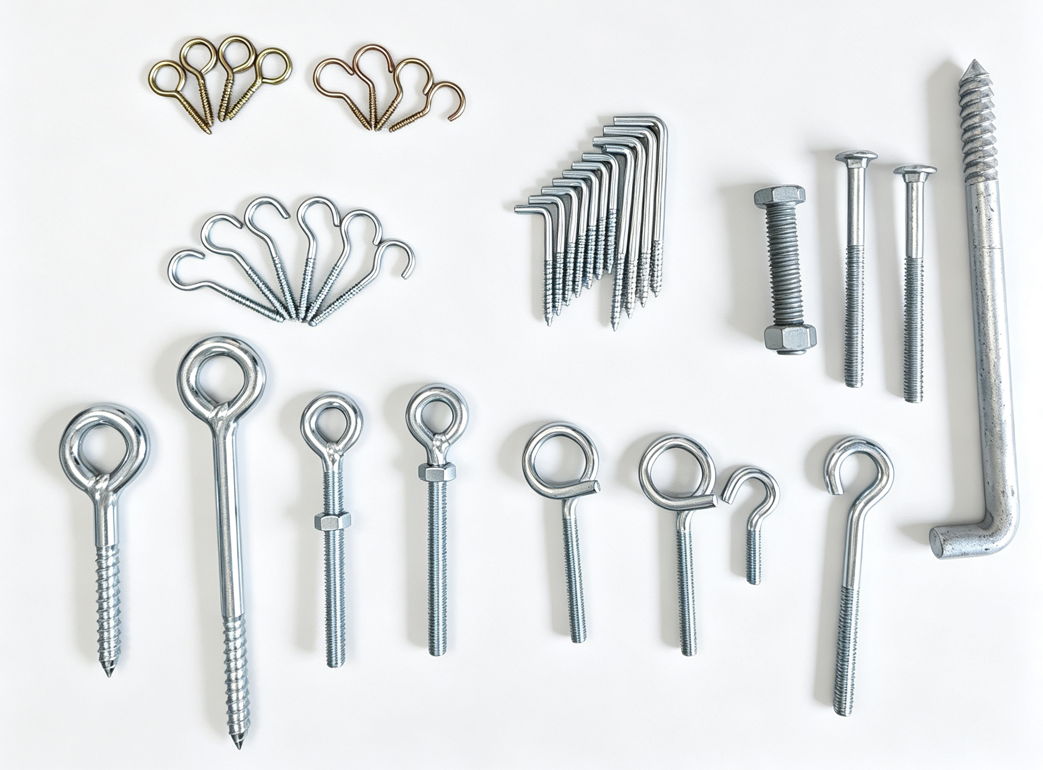 Galvanized Steel Screw Eyes and J Hooks for FTTH Fiber Optic Cable Installation